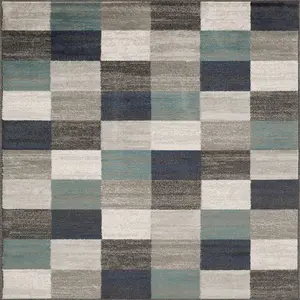 HomeRoots 5 x 8 ft. Geometric Power-Loom Stain Resistant Area Rug, Teal & Gray, Stain Resistant Rugs