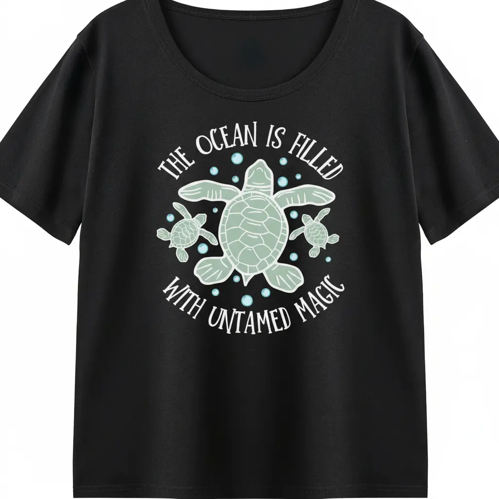 Sea Turtle T Shirt Women Graphic Tee Vintage Ocean The Untamed Magic Coastal Beach Boho Nature Lover Soft Tee Trendy Top Summer Gift