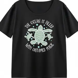 Sea Turtle T Shirt Women Graphic Tee Vintage Ocean The Untamed Magic Coastal Beach Boho Nature Lover Soft Tee Trendy Top Summer Gift