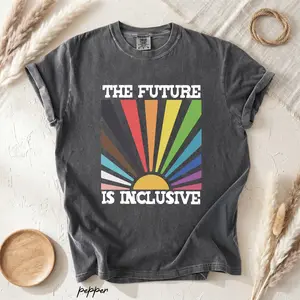 Comfort Colos The Future Is Inclusive T-Shirt, Retro Rainbow Graphic Tee, Diversity Equality Pride Shirt, Inspirational Unisex Top