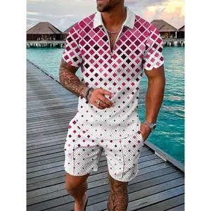 Men's Track Suits 2 Piece Summer Short Sets Outfits Fashion Polo Shirt Casual Short Sleeve and Shorts set