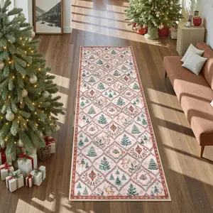 Christmas runner rug, 1 count long rug, Christmas decoration rug, Non-slip Washable Corridor carpet Runner,soft comfortable area rug, Christmas Gift, multifunctional suitable for runner Corridor bathroom , living room bedside, Hallway, Home Decorative rug