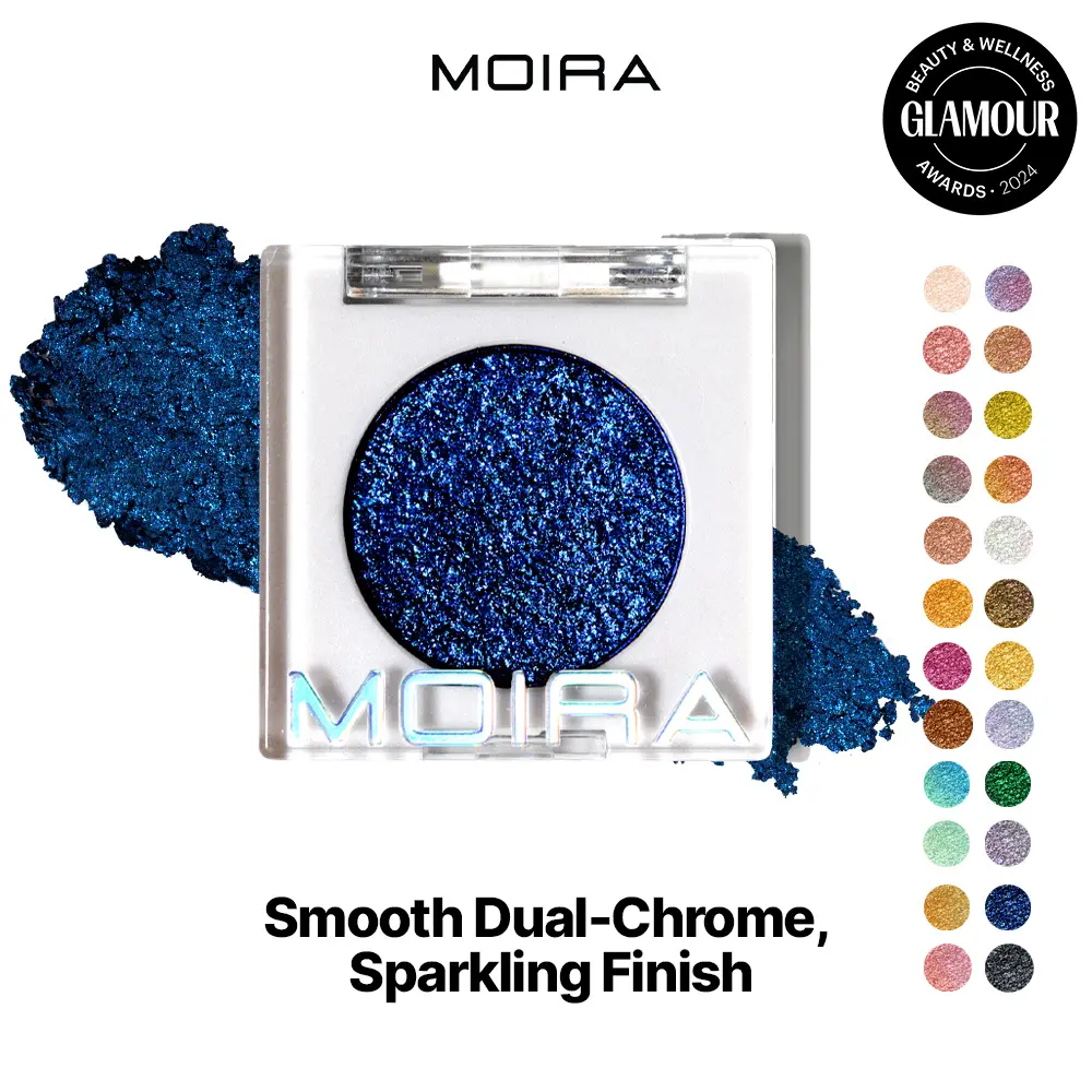 MOIRA | Chroma Light Eye Shadow (023, Midnight Blue) | High-Pigment Foiled Finish, Creamy Blendable Microfine Shimmer, 100% Vegan