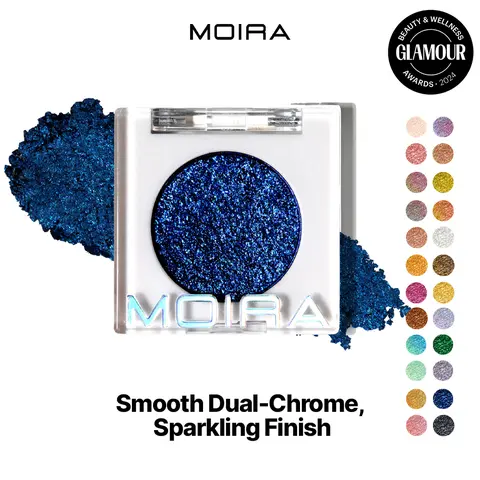 MOIRA | Chroma Light Eye Shadow (023, Midnight Blue) | High-Pigment Foiled Finish, Creamy Blendable Microfine Shimmer, 100% Vegan