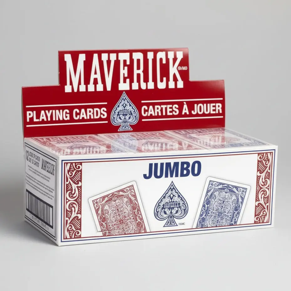 Maverick Playing Cards Brick - 12 Decks (Red & Blue), Jumbo Indices, for Classic Card Games, Family Game Night, Decks Of Cards, Family Fun Game