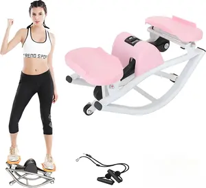 Rock Stepper Step Side-to-Side Lateral Rocking Fitness Stepper with Digital Monitor/Resistance Bands Machine for Home Workout