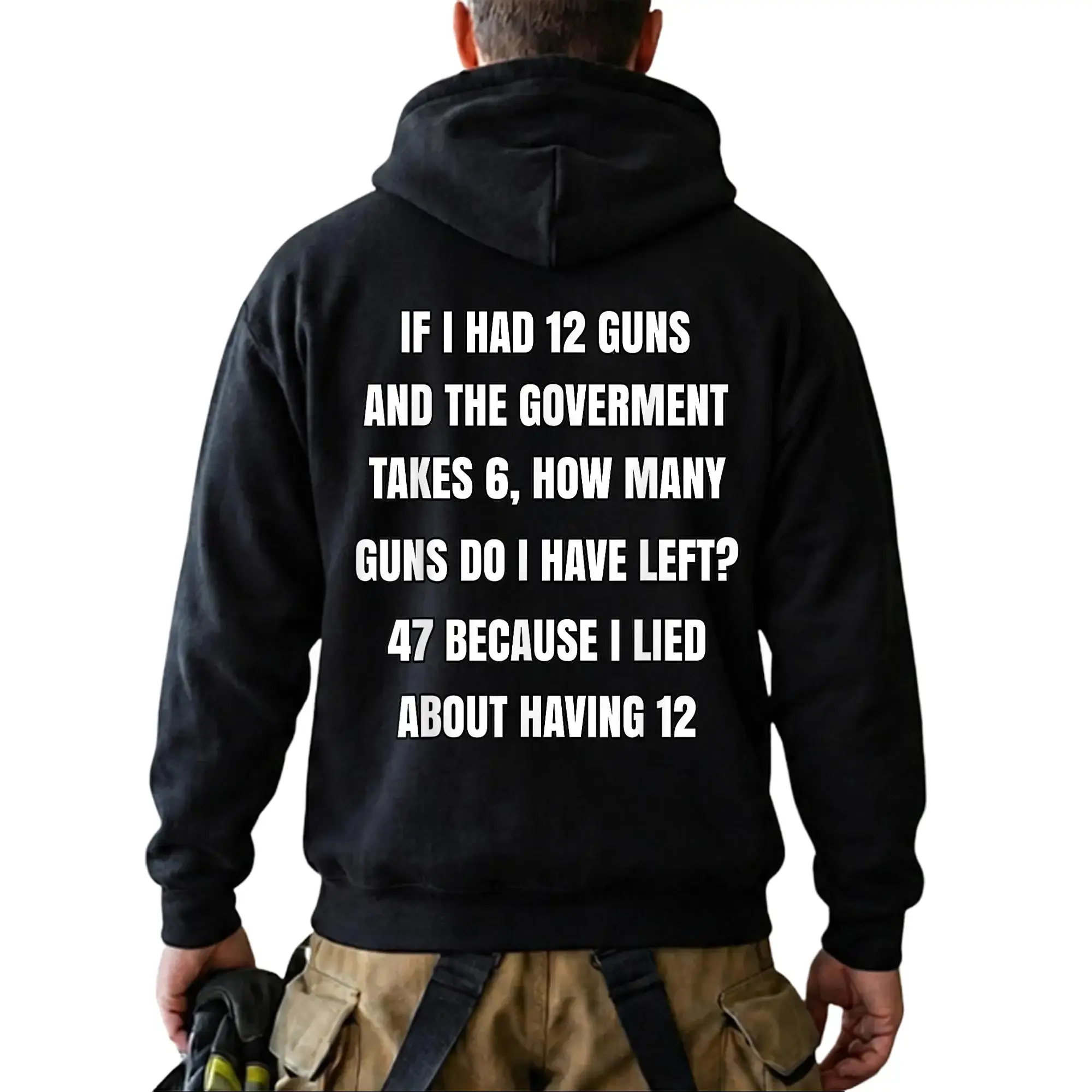 If I Had 12 Guns Government Math Hoodie, Funny Sarcastic Quote Pullover Top, Second Amendment Humor Hoodie, Bold Back Print Graphic Hoodie, Constitutional Humor Gift for Men