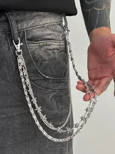 Unisex Fashion Multi-Layer Fringe Pants Chain, Casual Hip-Hop Style Accessory, Suitable for Daily Wear, All Seasons, Adjustable Waistchain