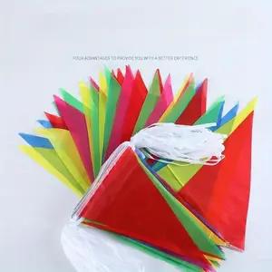 100pcs 50m Triangle Bunting Flags, Outdoor Decoration, Multicolor Open Ends, Festival Decor, Construction Site Warning, Wedding Banner