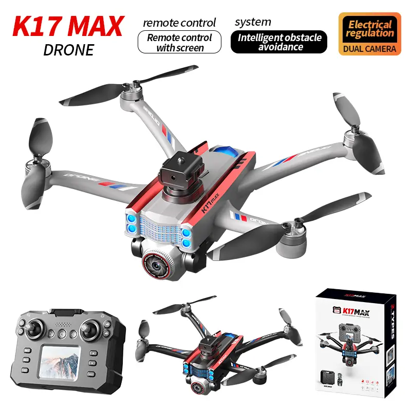K17MAX  Dual Camera 2K Drone with Screen Remote Control Visiable Screen Drone for Adults Kids Foldable RC Quadcopter Drone with 2K HD Camera WiFi FPV Live Video Altitude Hold One Key Take Off Landing 3D Flip APP Control Beginner Black