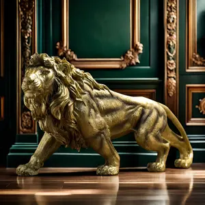 New 1pc, Majestic Lion Sculpture Statue, Modern Resin Collectible Gift For Lion Enthusiasts, Office Home Décor Desktop Accessory, Garden Statue Outdoor Ornamen Decor Ornaments
