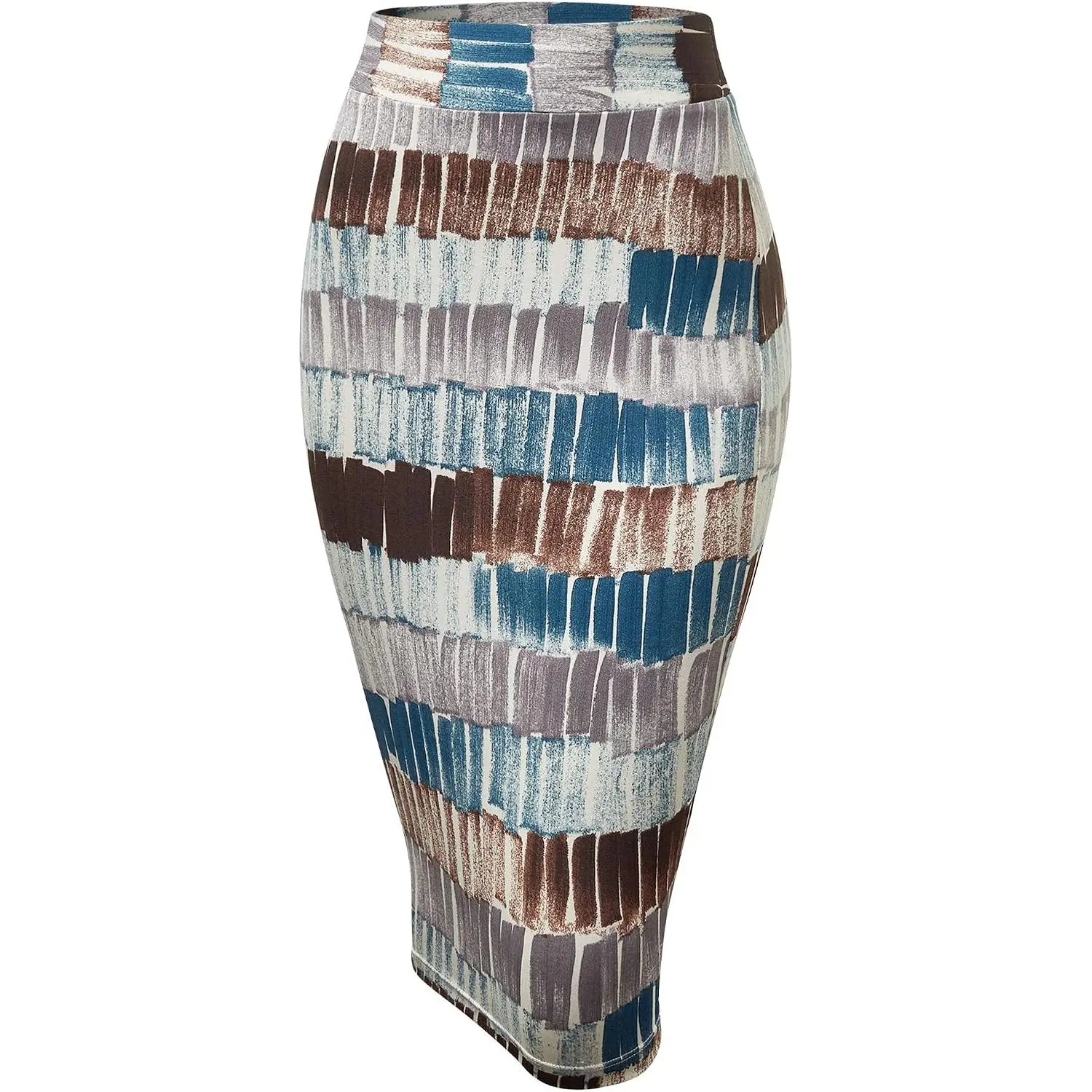 Women's Premium Scuba Stretch High Waist Pencil Skirt Below Knee for Office Wear