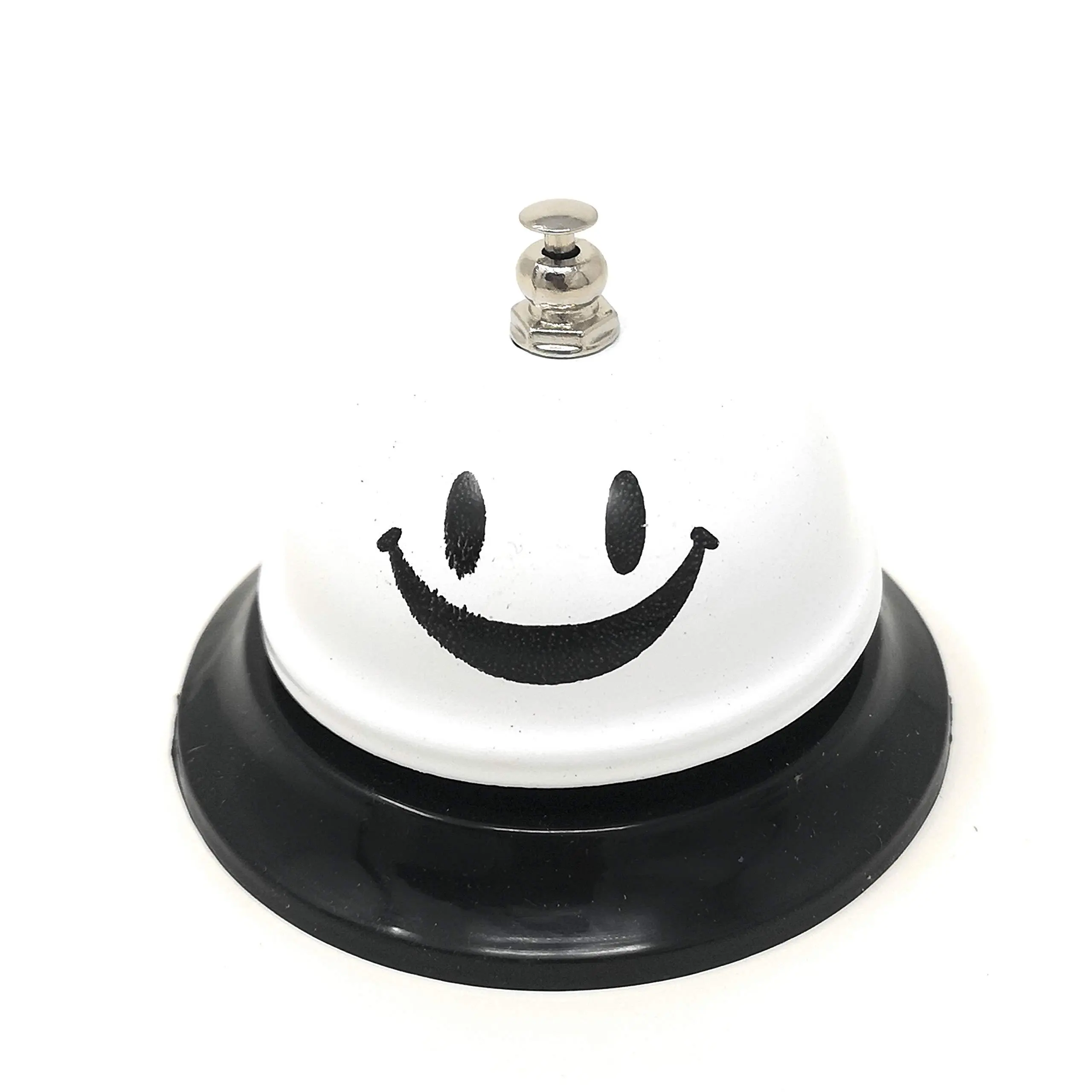 ASIAN HOME Call Bell, 3.35 Inch Diameter, Metal Bell, White Smiley Face, Desk Bell Service Bell for Hotels, Schools, Restaurants, Reception Areas, Hospitals, Customer Service, White Kitchen Stainless, Portable, Steel