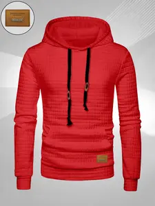 Men's Waffle Hoodie Sweatshirts with Kangaroo Pocket and Drawstring, Long Sleeve Loose Fit Casual Tops, Perfect Gift for Fall & Winter