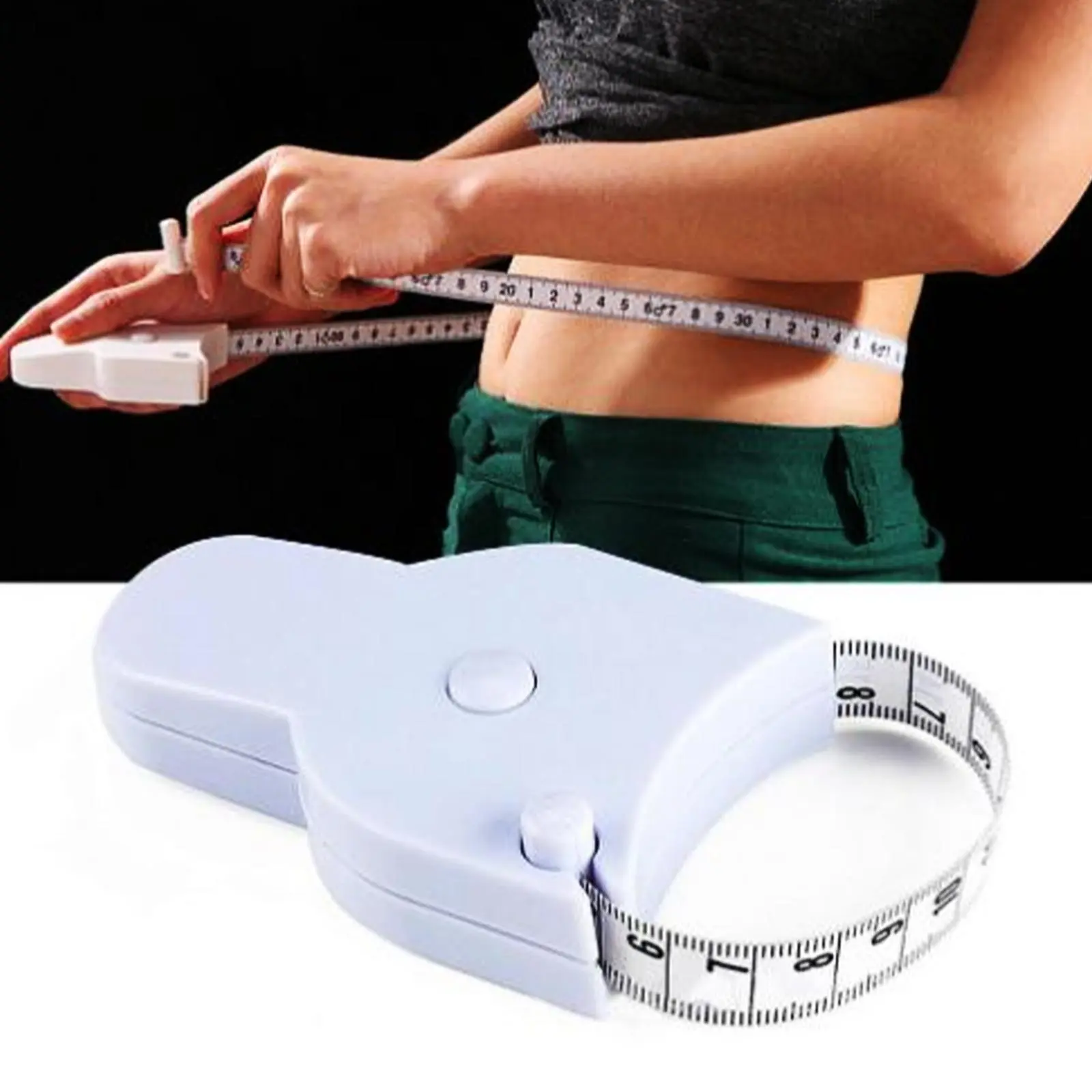 Retractable Fabric Measure Tap, 150cm 2-Sided Portable Tailor Measuring Tape for Sewing, with Accurate Sizing, Lock Pin, Lock Button, Push-Button Retraction, Waist Tracking Tool