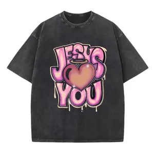 Jesus Love You Graffiti Christian Streetwear  Faith Tee Cotton Unisex Washed Shirt Washed T