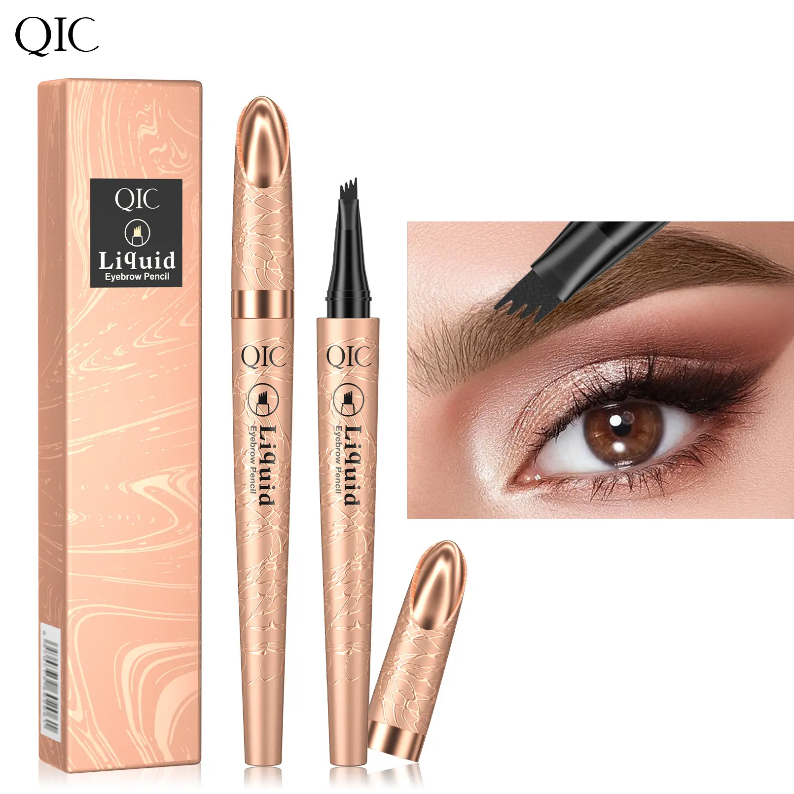 Microblading 4 Tip Liquid Eyebrow Pen, Waterproof Brow Pencil - Easy-to-Apply Long-Wear Makeup for Fuller Defined Daily Brows clear lasting natural