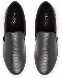 ALDO Women's Crendan Sneaker Black 8 - Comfortable Slip-On Design with Lizard Texture Pattern