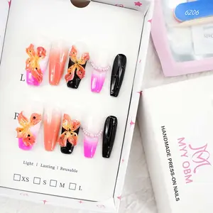 .DP.6206.Carved flower gradient wearable nails