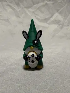 Emerald Bunny Gnome Figurine – Floral Spring Shelf Decor