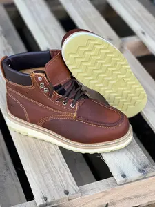 LIGHTWEIGHT BROWN 6" WEDGE STYLE SOFT TOE WORK BOOT