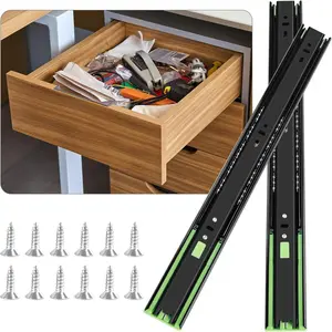 14 Inch Soft Close Drawer Slides 6 Pairs, 3-Fold Ball Bearing Full Extension Side Mount, 100LB Capacity Heavy Duty Black Cabinet Drawer Slides