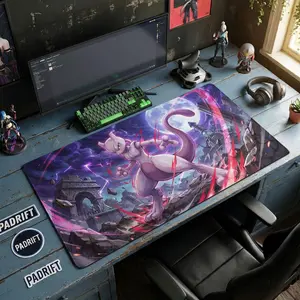 [3 Samples] Mewtwoo Psychic Storm Desk Mat – Legendary Mouse Pad with Purple Energy Art Large Size Mouse Pad