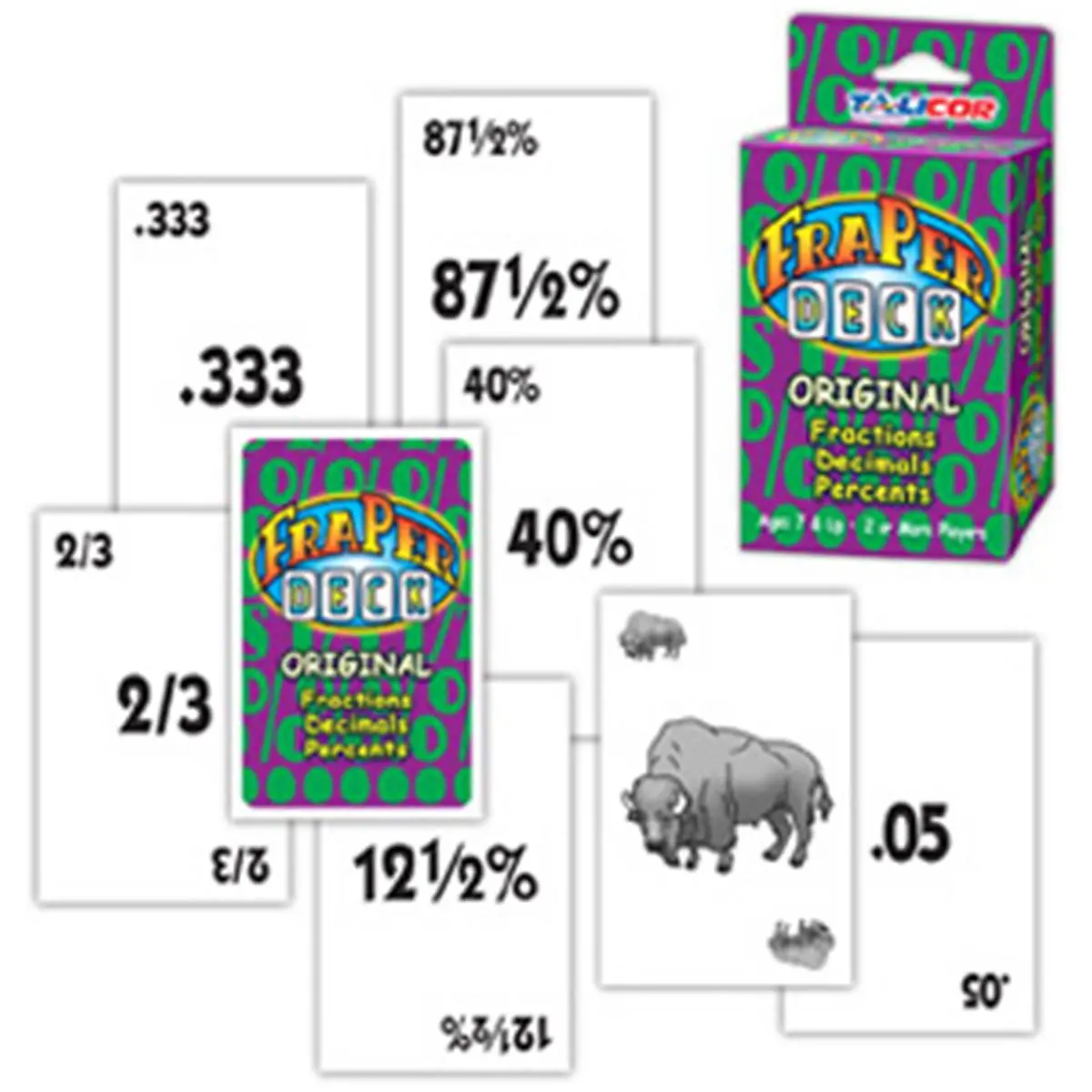 212 MAIN Talicor Fraperdeck Fraction Math Game Cards, Fraction-Decimal-Percent Learning Tool with Conversion Chart for Ages 7+ Gaming Enthusiasts