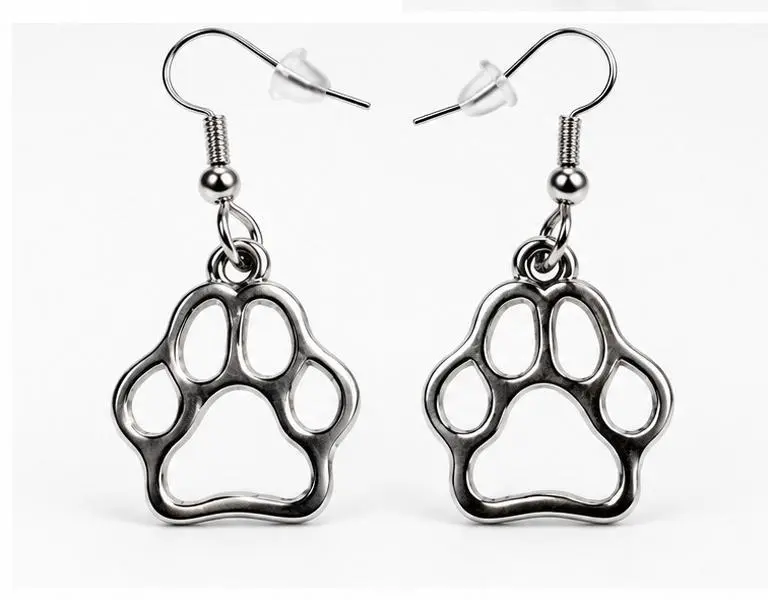Silver Paw Print Earrings (Hypoallergenic)