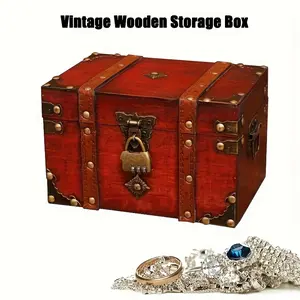 1pc Vintage Wooden Locked Storage Box - Decorative Storage Box Ornament, Secret Room Escape Prop Box, Jewelry Organizer Container - For Home Room Decor - Suitable for Adults & Collectors - Perfect Gift for Birthday & Housewarming Small