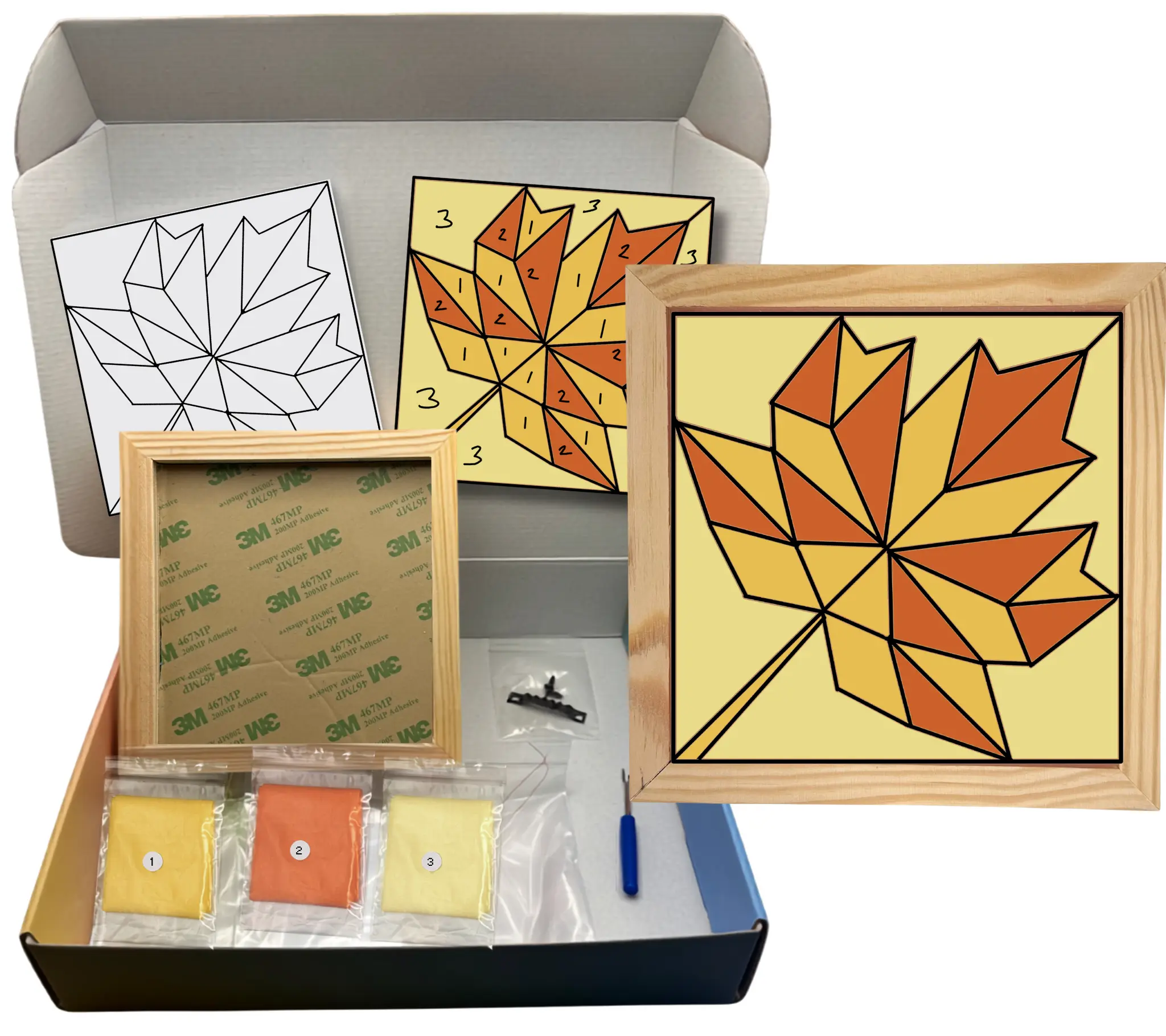 DIY Kinusaiga Art Kit - Fall Leaf Decorative Wall Art Craft Kit & DIY Set, Ideal Gift for Girls Night, Relaxing Craft, Plant Lover, Whimsical Decor