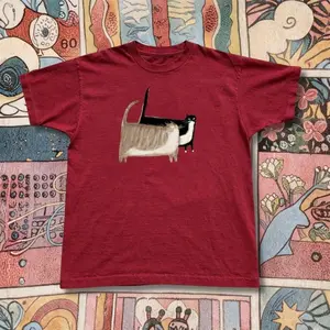 80S Cat Graphic Baby Tee, Red Baby Tee Graphic Baby Tee – Y2K Aesthetic Graphic Top