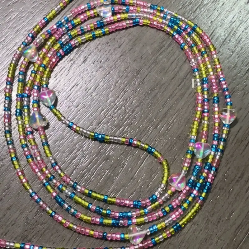 Sweet tart tie on waist beads