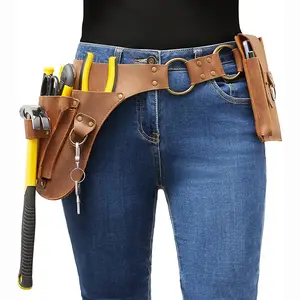 Versatile Punk Style Tool Waist Bag Adjustable PU Leather Belt with Punk Rivet Design Perfect for Gardening DIY Projects & Trendy Streetwear - Apron