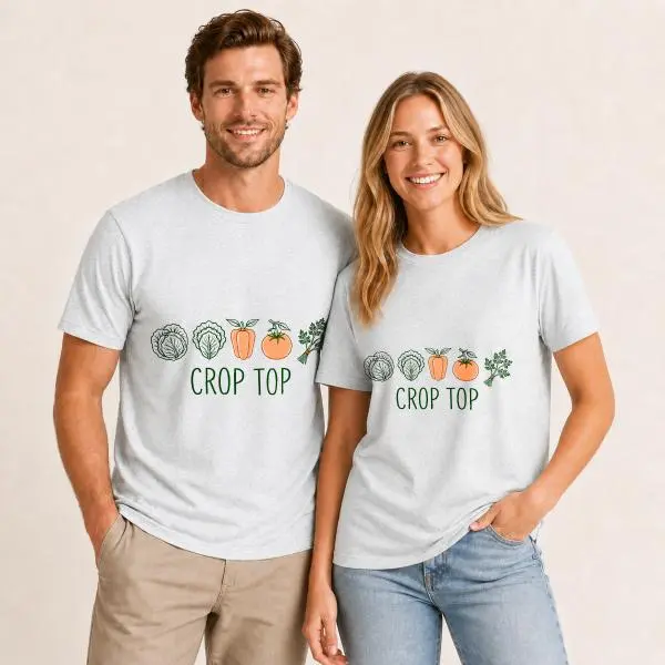 CARPESUN, Funny Vegetable Graphic, Unisex T-Shirt, Crop Top Pun With Carrot And Cabbage Illustration, Soft Cotton Blend, Casual Wear For Couples Or Gardening Enthusiasts, Single Pack