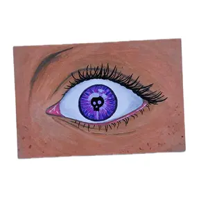4x5 Fine Art Print Horror Skull Scared Eye Purple Iris Artwork for Home Decor