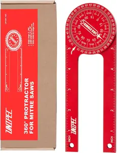 7.3" Aluminum Miter Saw Protractor, Rust-Proof Angle Finder with Precision Laser-Engraved Scales and 360° Rotation for Woodworking & Construction