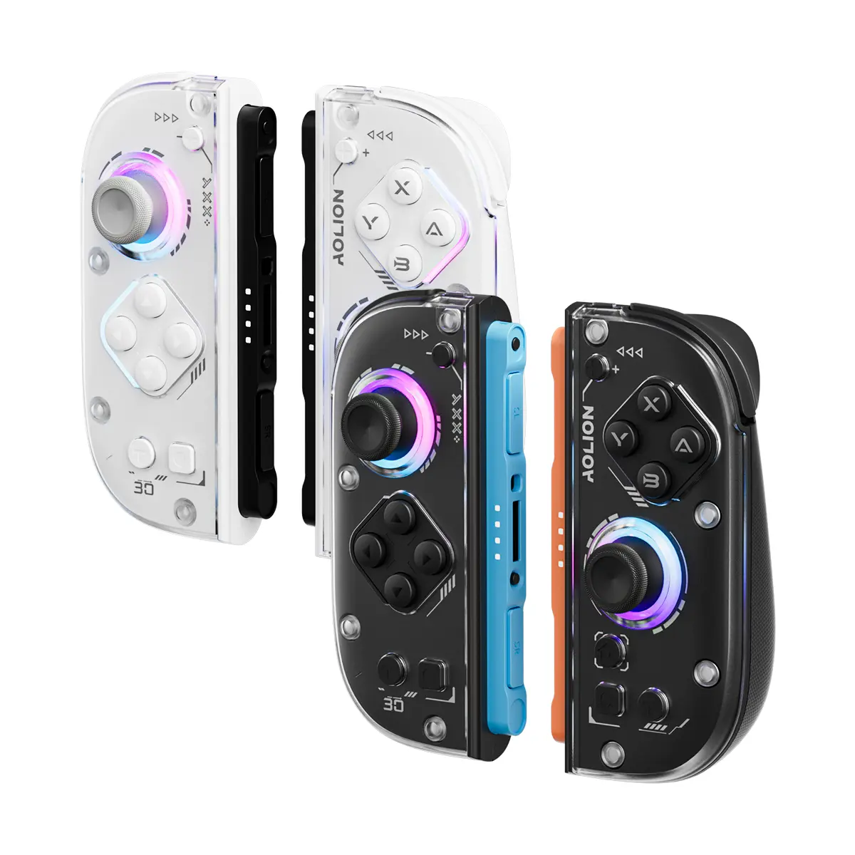 AOLION J30 Detachable Wireless Handheld Game Controller for Switch 2 – TMR Joysticks, RGB Lighting, Micro-Switch Buttons, 9-Axis Motion Control, 2 Programmable Back Buttons, Family Gaming & Holiday Gifting