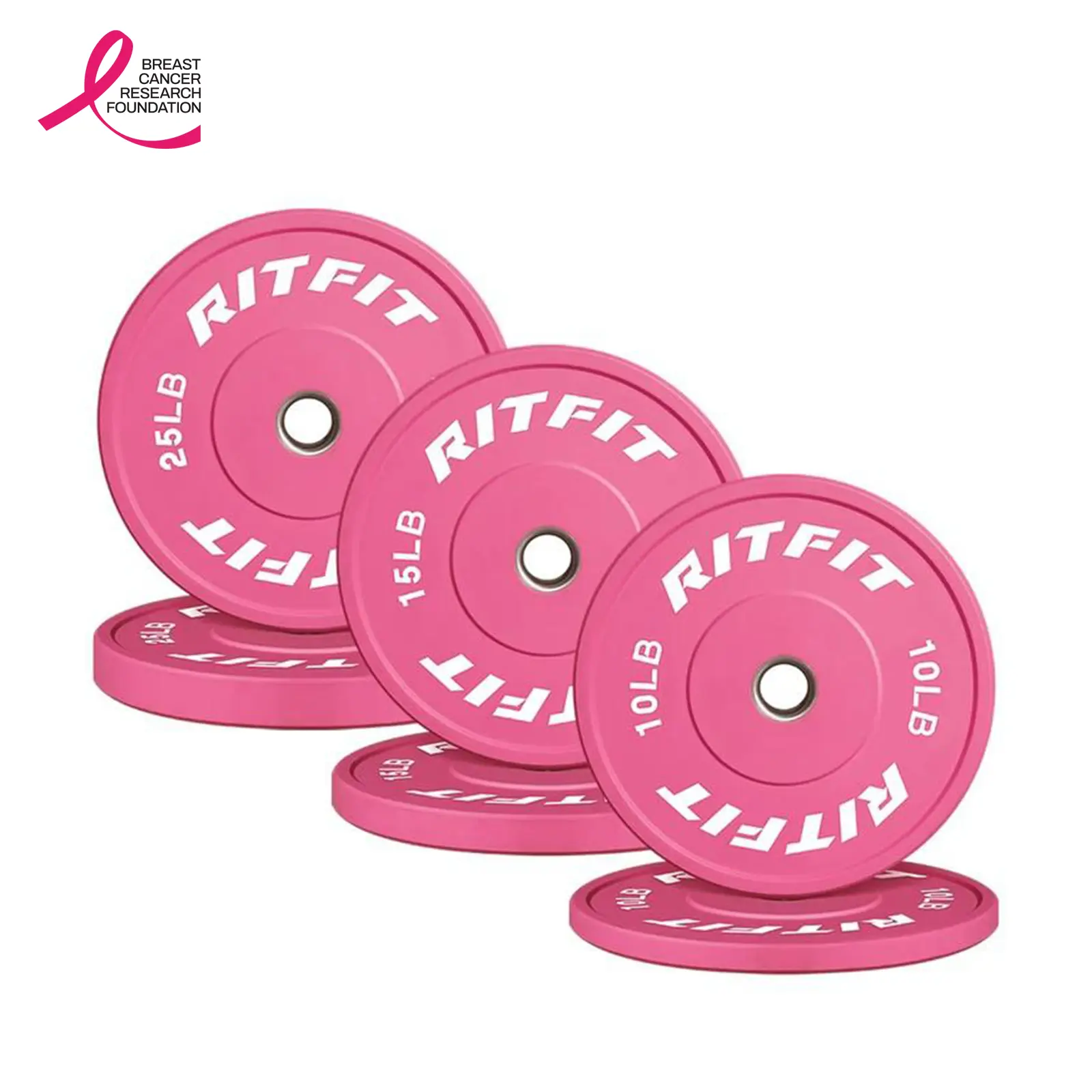 RITFIT Pink Unisex Olympic Bumper Plates 2 Inch Barbell Fit, High-Density Rubber Coating for Cushioned Hard Drops, Reduces Noise with Stainless Steel Rings, Efficient Fast Plate Removal, IWF Standard Weight Plates for Weight Lifting, Strength Training & H