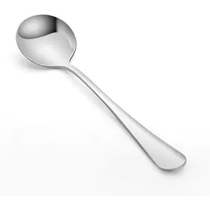 10 count Soup Spoon Round Stainless Steel Bouillon Spoons Round Spoons 6.7 inch