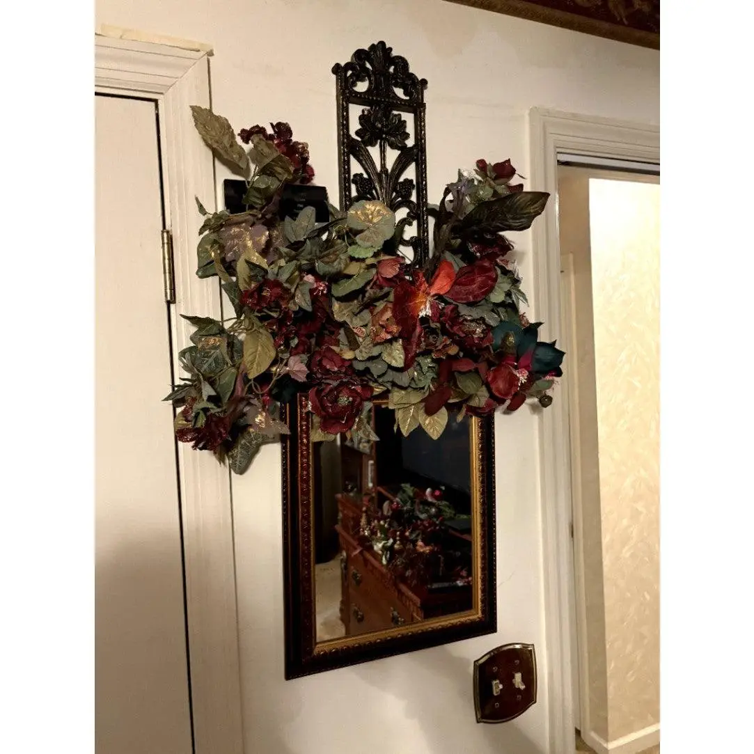 Decorative Wall Mirror with Floral Arrangement