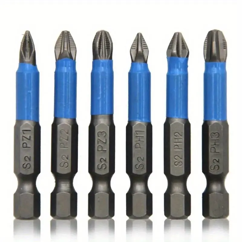 6pcs Hexagonal Handle Anti Skid Electric Screwdriver Woodworking Cross Screwdriver Tool Set PH1 PH2 PH3 PZ1 PZ2 PZ3