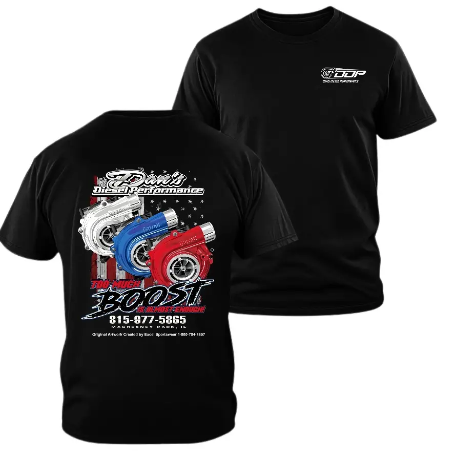 Davis Diesel Performance T Shirt 2 Sides Black Turbo Boost Graphic Tee for Diesel Trucks Mechanics Racers Performance Enthusiasts Men's and women's tops suitable for everyday wear and all seasons