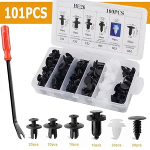 SummerVibes100Car Self-Tapping Screw Set, Retaining Clips andSelf-Tapping Screws Suitable for Cars,Motorcycles,Atvs,and Mopeds, U-Type Fastenerswith Anti-Rust Properties,Automotive Accessories Vehicle Interior