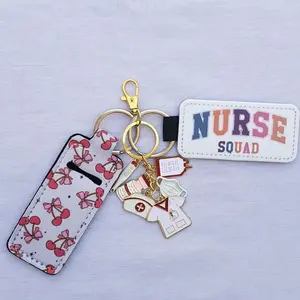 Nurse Keychain - Personalized Gift for Nurse Week - Pink Heart Design, Keychain & Lipbalm Holder