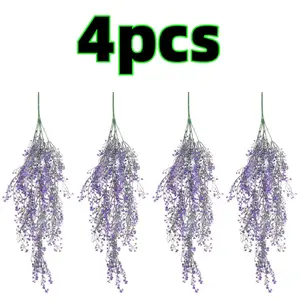 4 pack Artificial Ferns Plants Vine Plastic Plants Grass Leaves Foliage Vines Artificial Ivy Wall Plants for Spring Home Indoor Outdoor Wedding Table Centerpiece Party Easter Decor