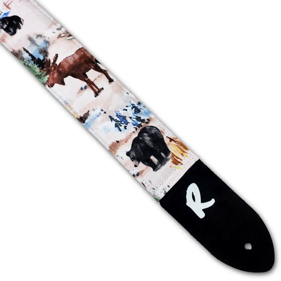 Moose Guitar Strap - Bear Moose Guitar Strap - Nature Double Padded Guitar Strap - Hand Crafted- Fits Bass Acoustic Electric