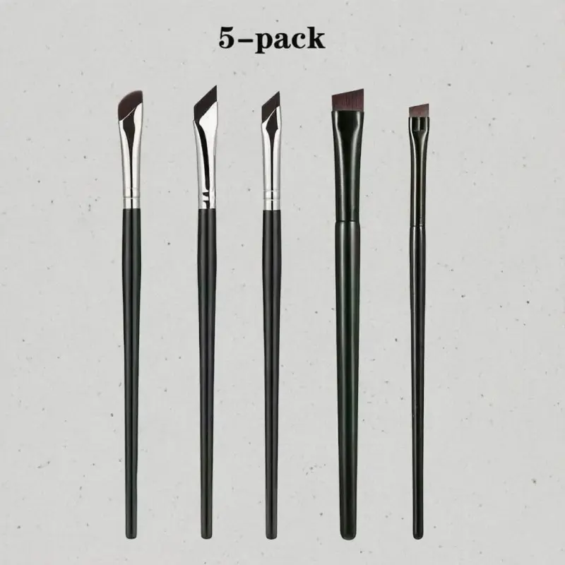 5pcs Makeup Brush Set, Cosmetics Brush, Eyebrow Liner Brush, Aegyo Sal Brush, Sickle Detail Eye Brush, Beauty Tool, Fine Small Brush Head, Precisely Draw Brow Line and Aegyo Sal, Sickle Shape Fits Eye Curve, Beginner Friendly
