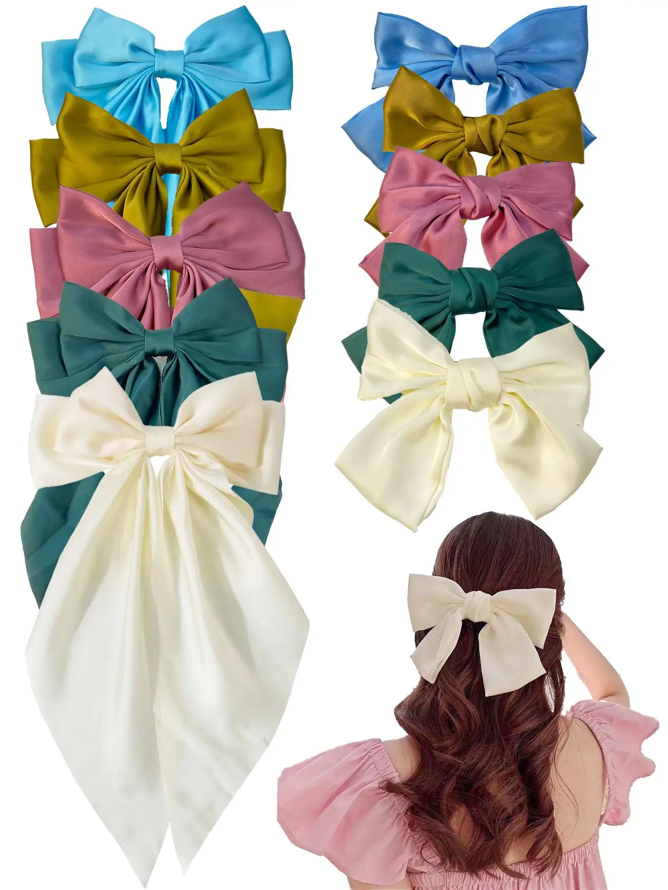 Women's Elegant Bow Decor Hair Clips, 10pcs Fashionable Hair Accessories for Women & Girls, Casual Versatile Hair Accessories for Daily Wear