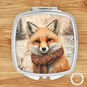 Fox Compact Mirror - Rustic Nature Animal Gift for Her